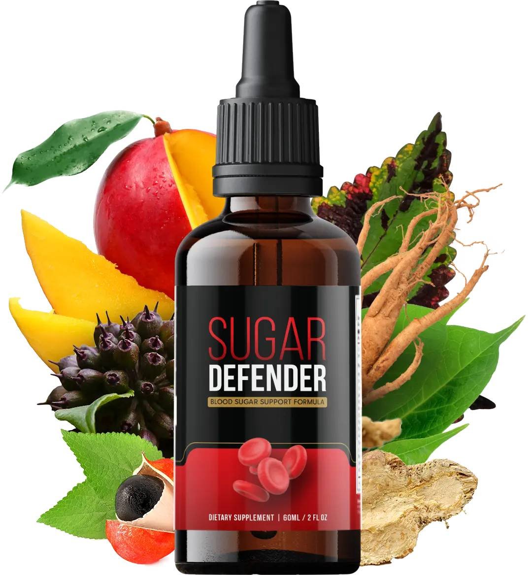 Sugar Defender blood sugar support supplement bottle with natural metabolic wellness ingredients